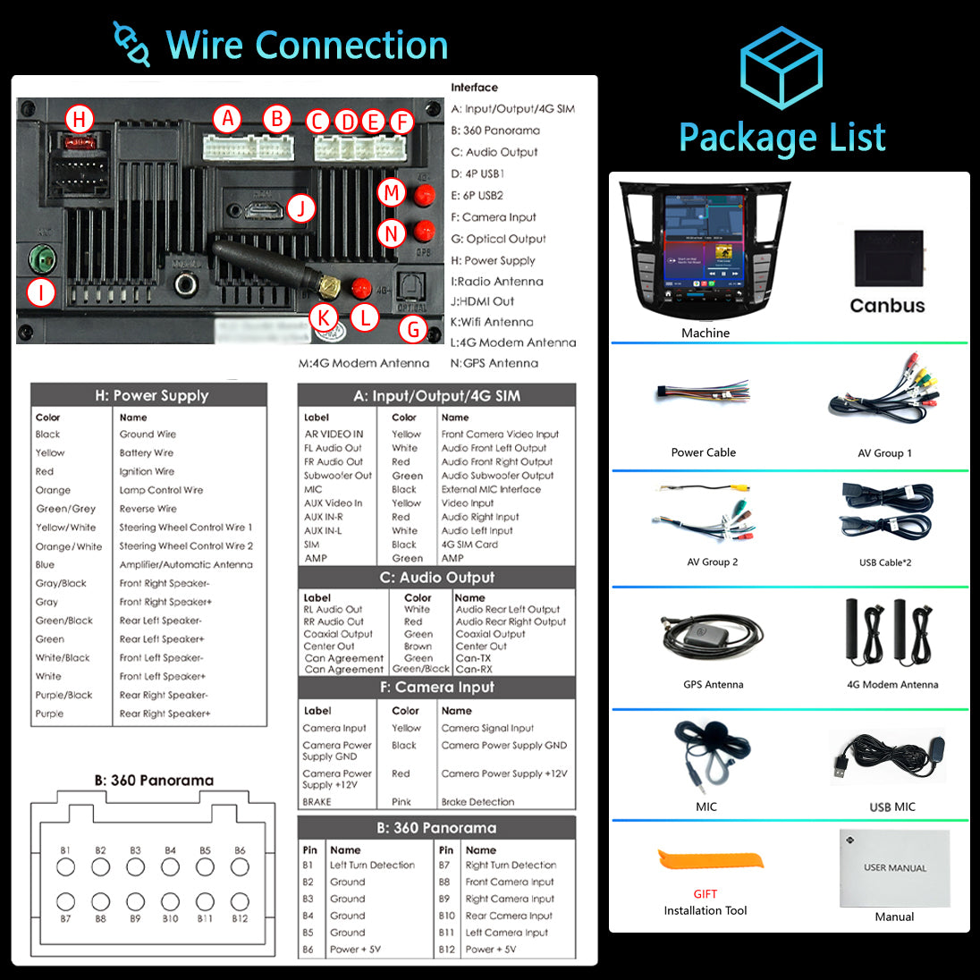 Idoing 12.1inch Android 13 Radio Head Unit 6GB+128GB For Infiniti QX60 JX35 2011-2019