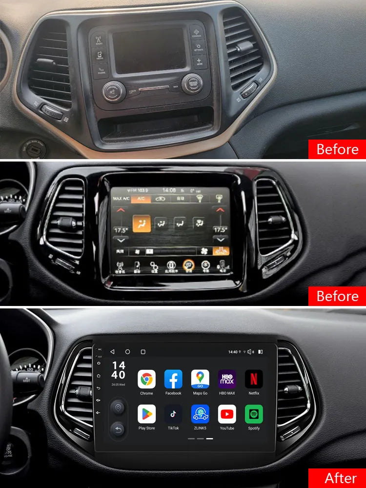 Idoing 10.2inch Android 13 Radio Head Unit Qualcomm Chip For Jeep Compass 2 MP 2016-2018