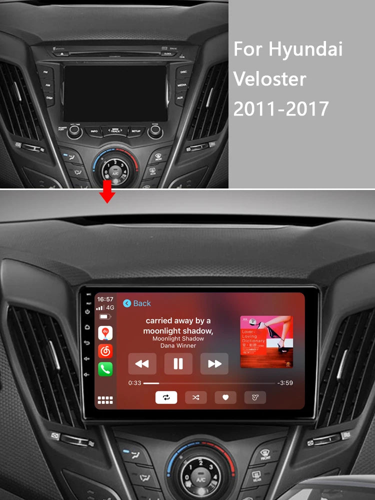 Idoing 9inch Android 13 Radio Head Unit Qualcomm Chip For Hyundai Veloster FS 2011-2017