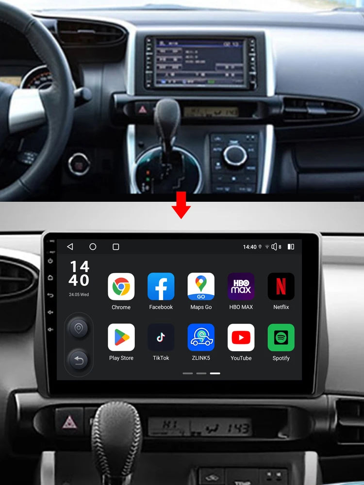 Idoing 9inch Android 13 Radio Head Unit Qualcomm Chip For Toyota Wish 2 2009-2017