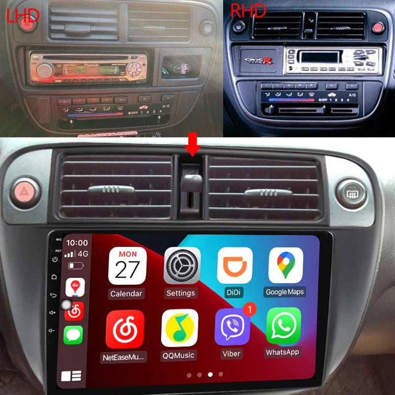 Idoing 9inch Android 13 Radio Head Unit Qualcomm Chip For Honda Civic EJ EK EM LHD RHD 1995-2001