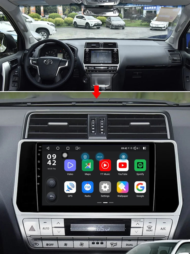Idoing 10.2inch Android 13 Radio Head Unit Qualcomm Chip For Toyota Land Cruiser Prado 150 2017-2019