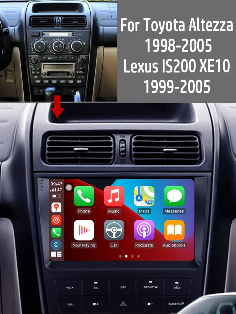 Idoing 9inch Android 13 Radio Head Unit Qualcomm Chip For Toyota Altezza 1998-2005 For Lexus IS200 1999-2005