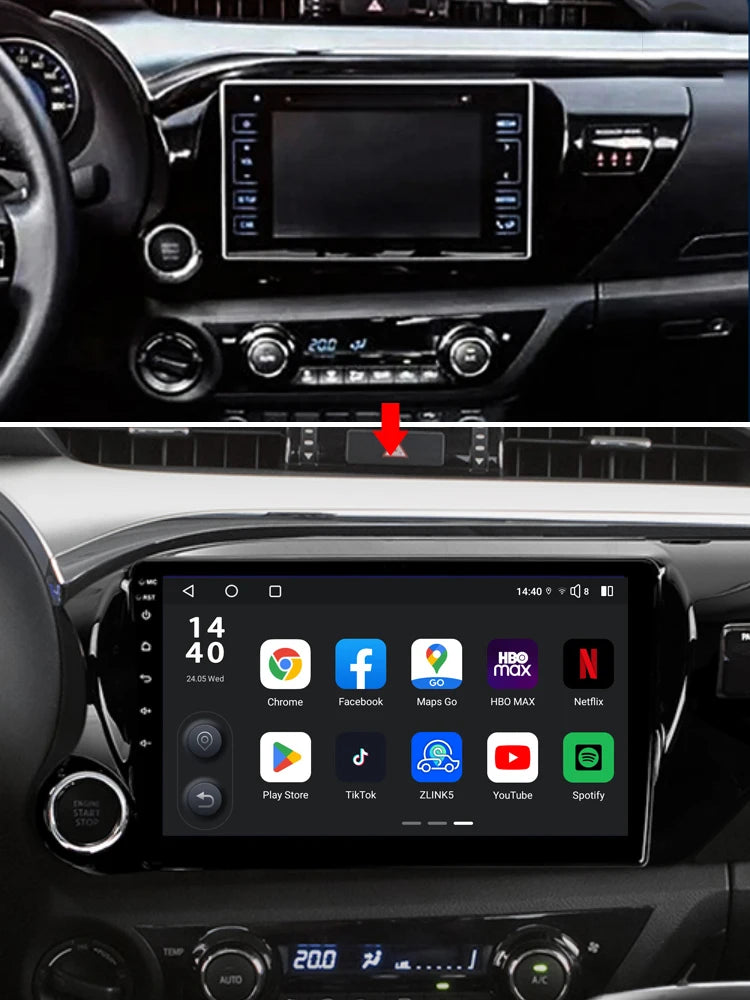 Idoing 10.2inch Android 13 Radio Head Unit Qualcomm Chip For Toyota Hilux Pick Up AN120 2015-2020