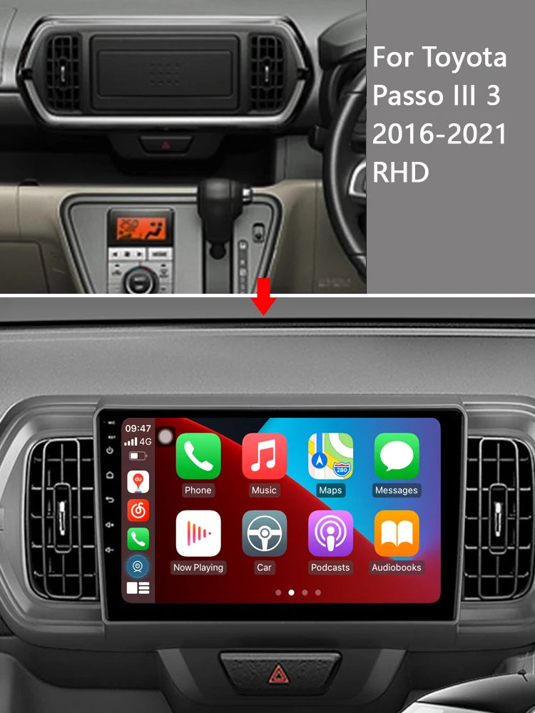 Idoing 9inch Android 13 Radio Head Unit Qualcomm Chip For Toyota Passo III 2016 -2021