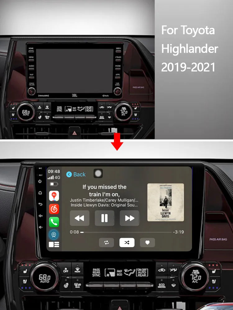 Idoing 9inch Android 13 Radio Head Unit Qualcomm Chip For Toyota Highlander 2019-2021
