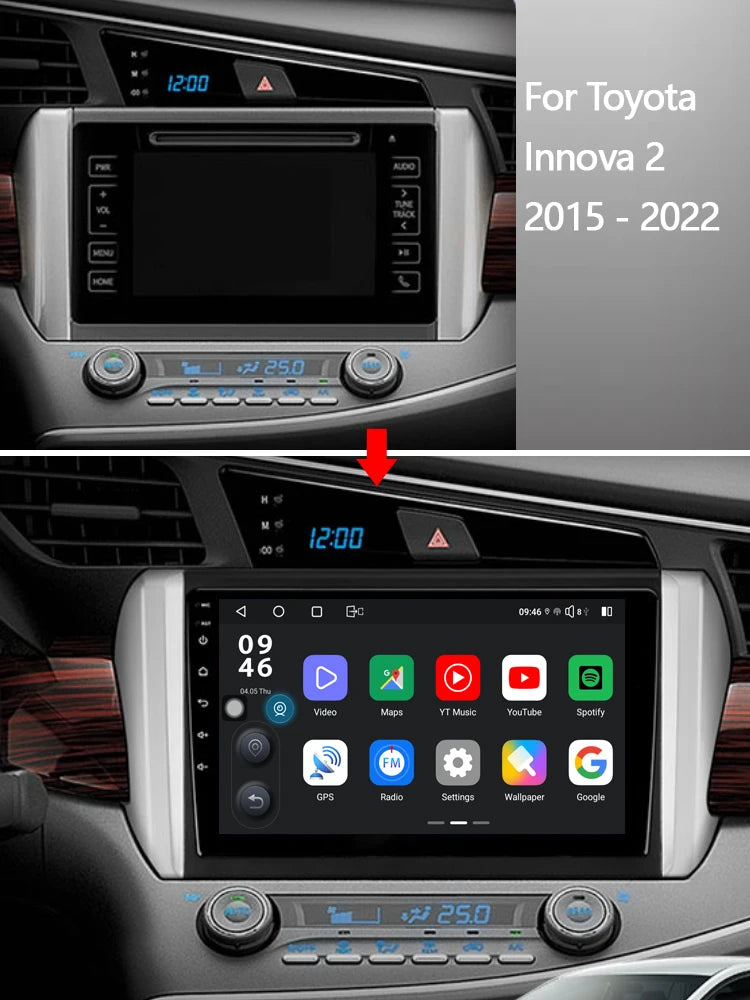 Idoing 9inch Android 13 Radio Head Unit Qualcomm Chip For Toyota Innova 2 2015-2022