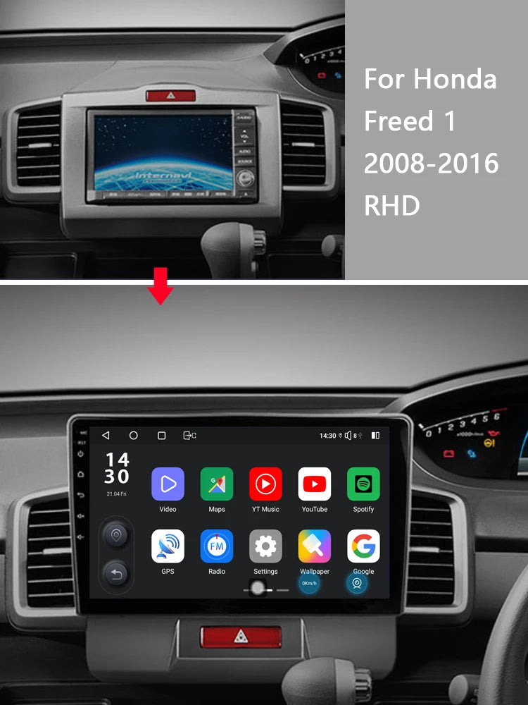 Idoing 10.2inch Android 13 Radio Head Unit Qualcomm Chip For Honda Freed 1 2008-2016
