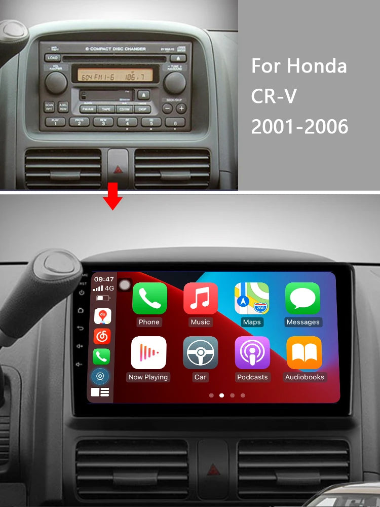 Idoing 9inch Android 13 Radio Head Unit Qualcomm Chip For Honda CRV 2001-2006