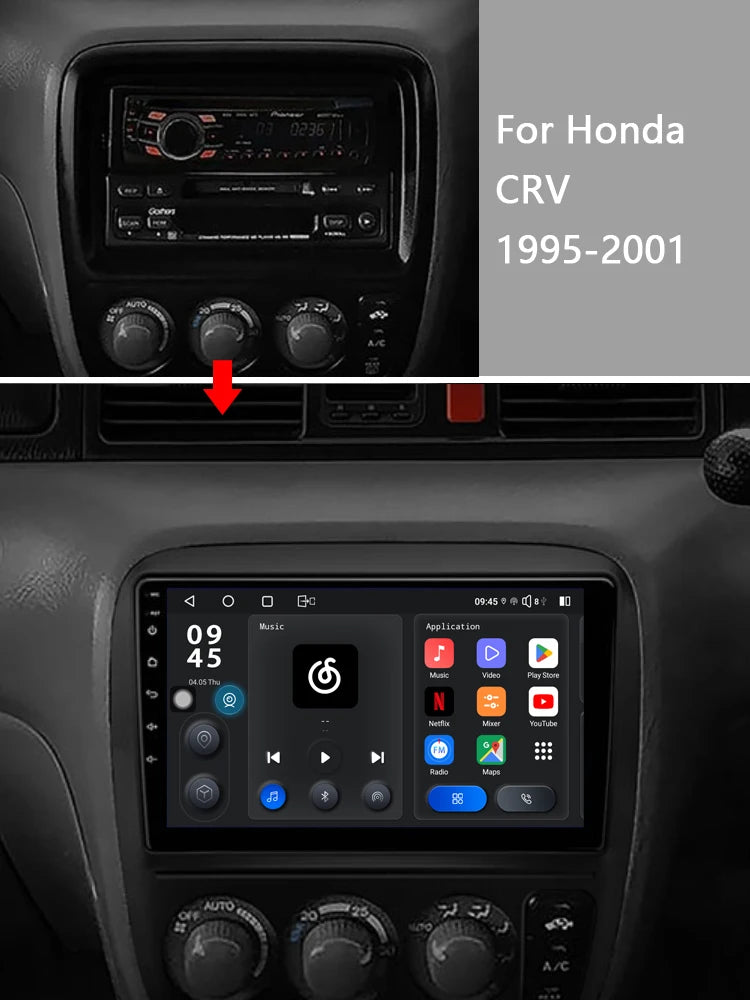 Idoing 9inch Android 13 Radio Head Unit Qualcomm Chip For Honda CRV 1995-2001