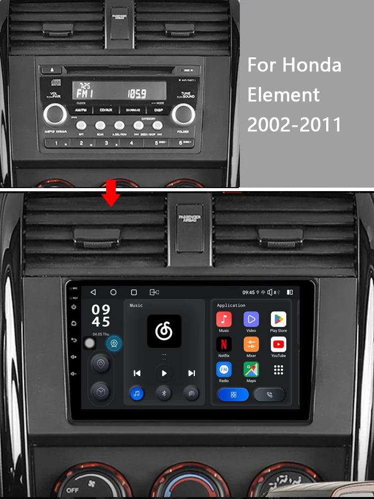 Idoing 9inch Android 13 Radio Head Unit Qualcomm Chip For Honda Element YH 2002-2011