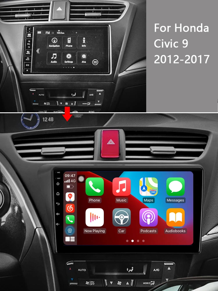 Idoing 9inch Android 13 Radio Head Unit Qualcomm Chip For Honda Civic 9 FK FB 2012-2017