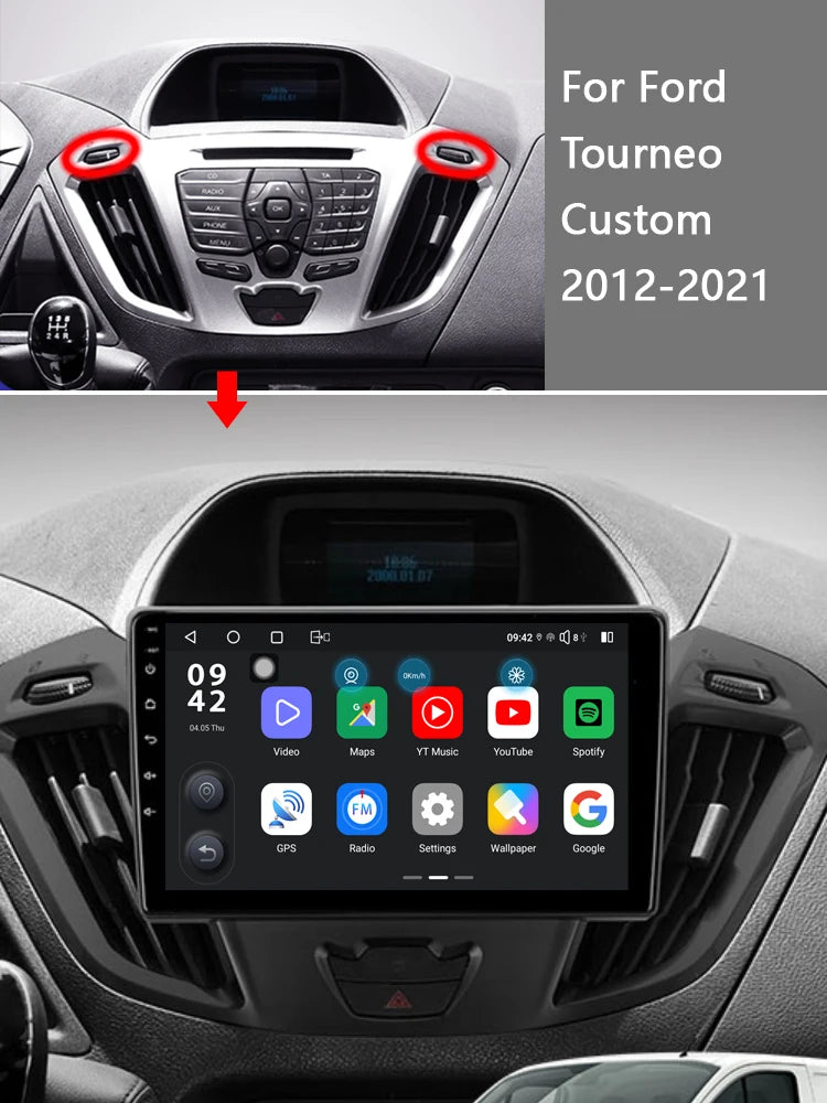 Idoing 9inch Android 13 Radio Head Unit Qualcomm Chip For Ford Tourneo Custom Transit 2012-2021