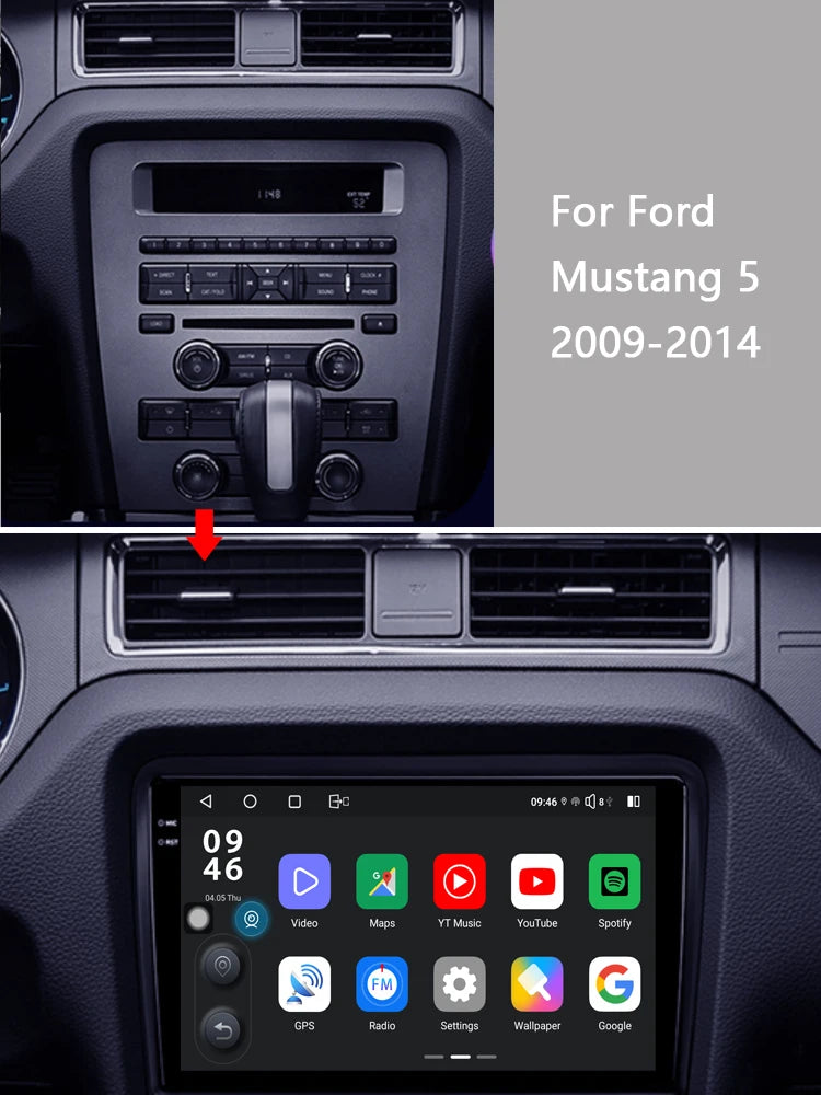 Idoing 10.2inch Android 13 Radio Head Unit Qualcomm Chip For Ford Mustang 2009-2014