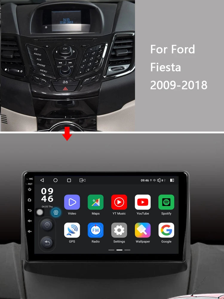 Idoing 9inch Android 13 Radio Head Unit Qualcomm Chip For Ford Fiesta Mk 6 2009-2018