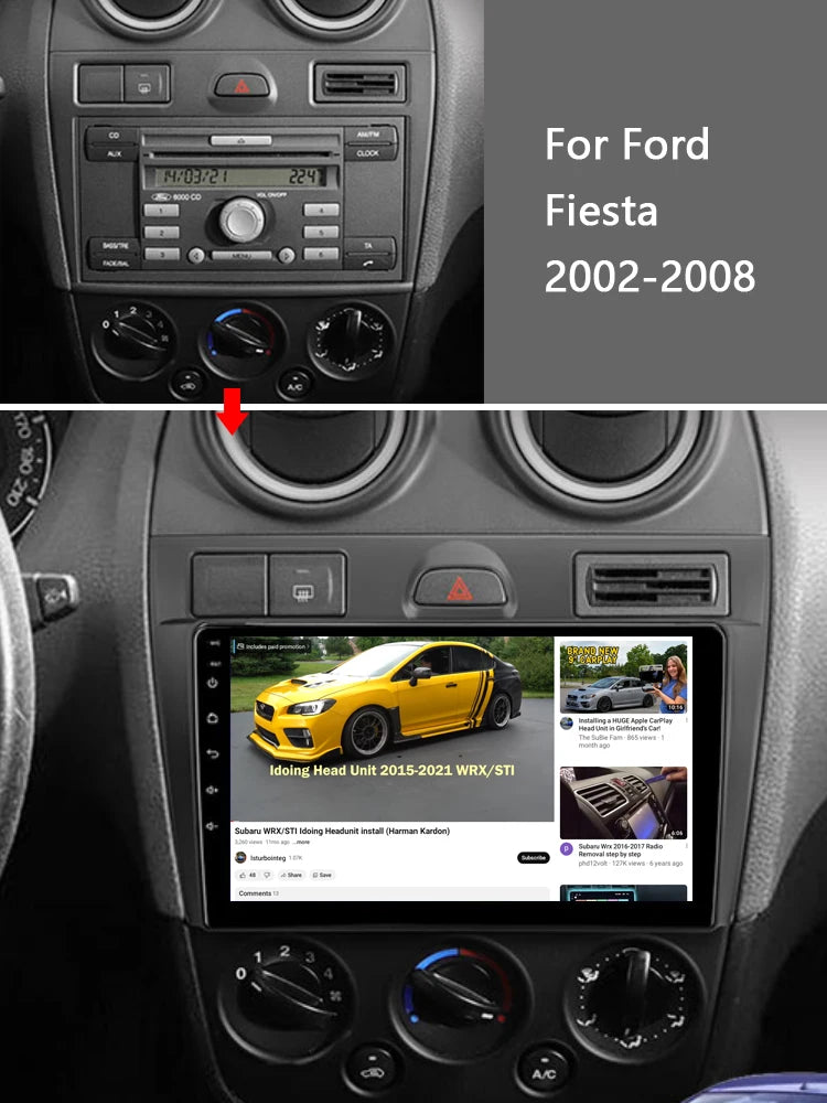 Idoing 9inch Android 13 Radio Head Unit Qualcomm Chip For Ford Fiesta Mk5 2002-2008