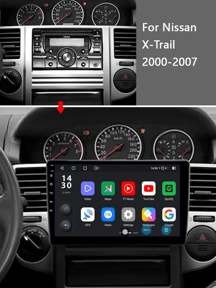 Idoing 10.2inch Android 13 Radio Head Unit Qualcomm Chip For Nissan X Trail 2000-2007