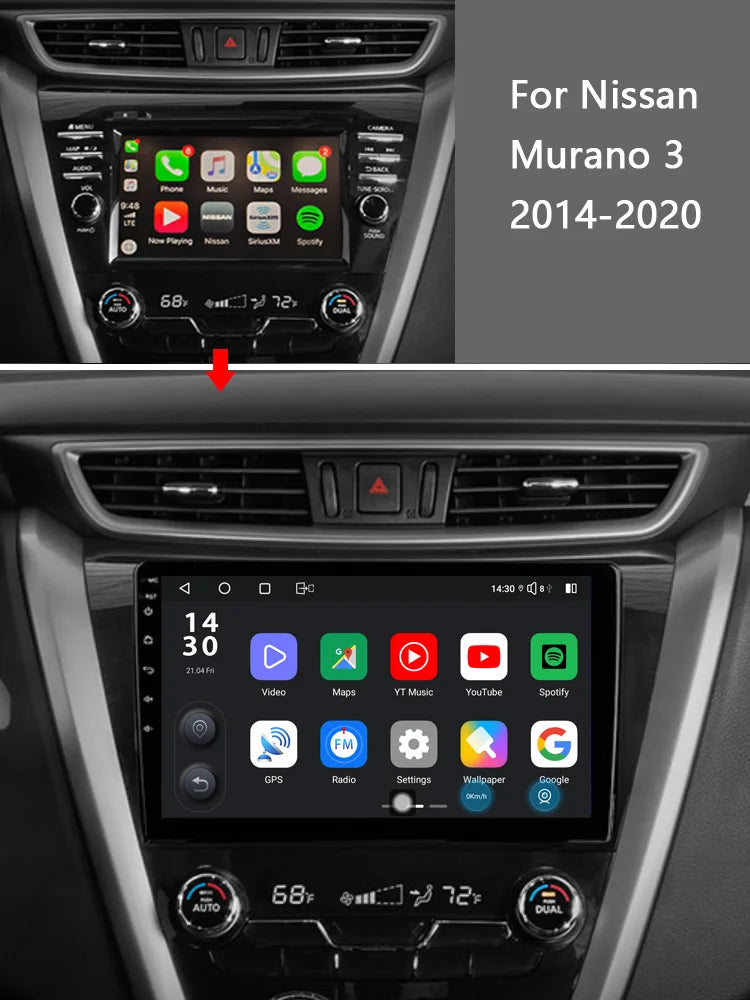 Idoing 10.2inch Android 13 Radio Head Unit Qualcomm Chip For Nissan Murano 3 Z52 2014-2020
