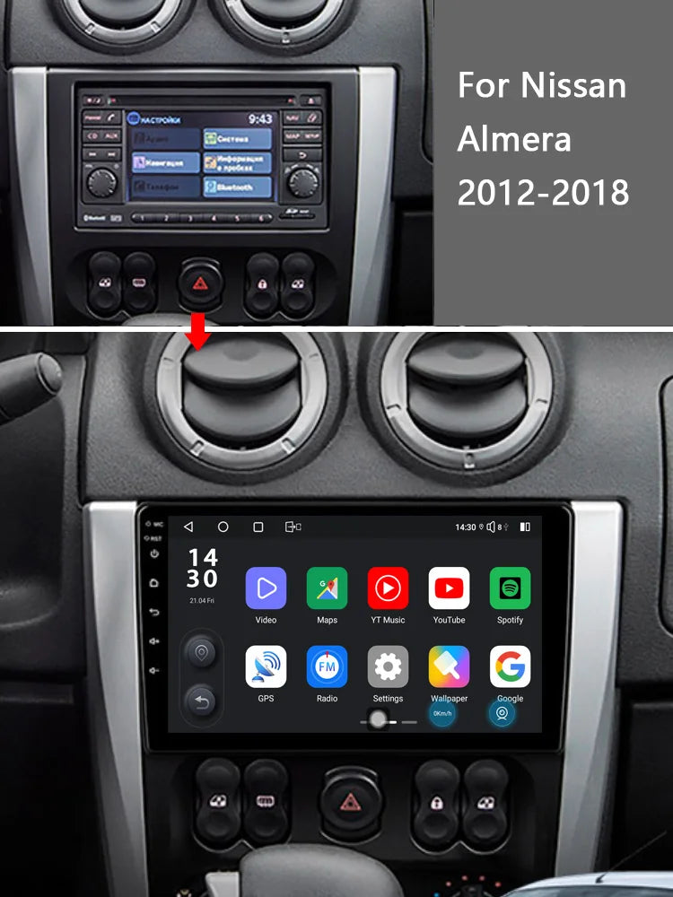 Idoing 9inch Android 13 Radio Head Unit Qualcomm Chip For Nissan Almera 3 G15 2012-2018