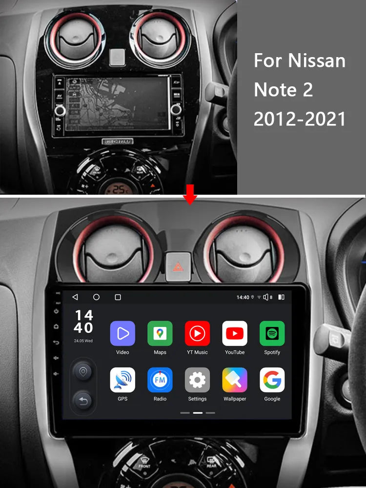 Idoing 10.2inch Android 13 Radio Head Unit Qualcomm Chip For Nissan Note 2 E12 2012-2021
