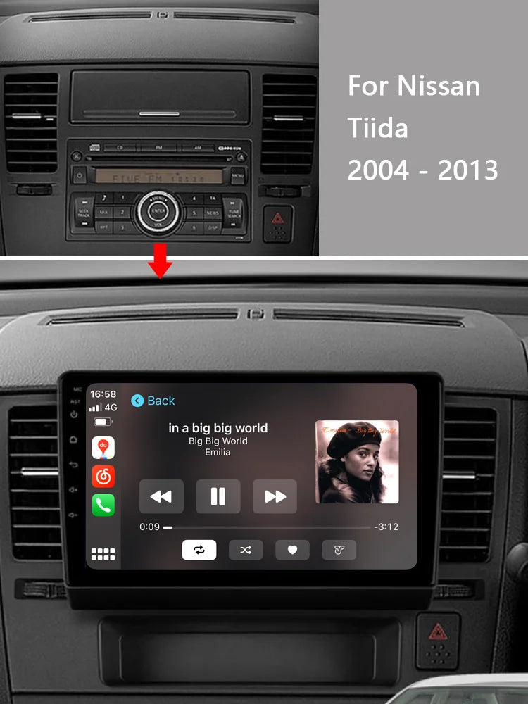 Idoing 9inch Android 13 Radio Head Unit Qualcomm Chip For Nissan Tiida C11 2004-2013