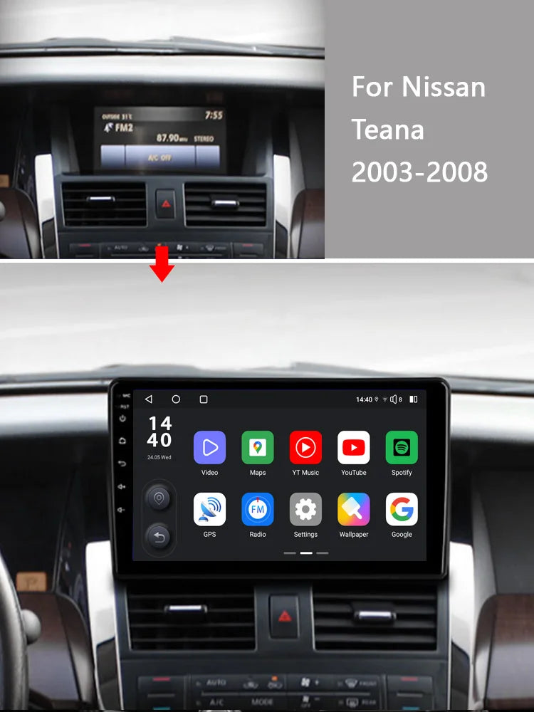 Idoing 9inch Android 13 Radio Head Unit Qualcomm Chip For Nissan Teana J31 2003-2008