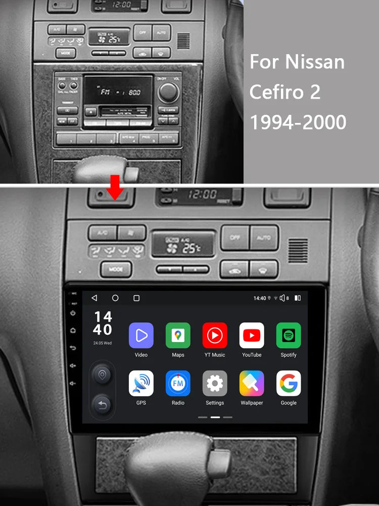Idoing 9inch Android 13 Radio Head Unit Qualcomm Chip For Nissan Cefiro 2 1994-2000