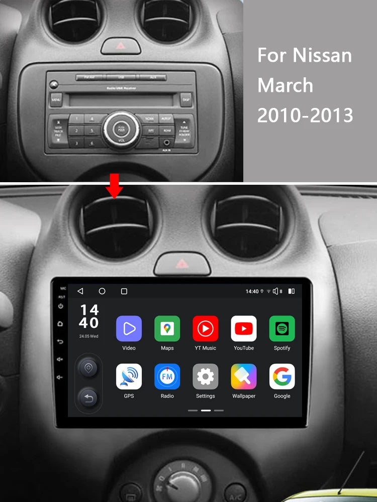 Idoing 9inch Android 13 Radio Head Unit Qualcomm Chip For Nissan March K13 2010-2013