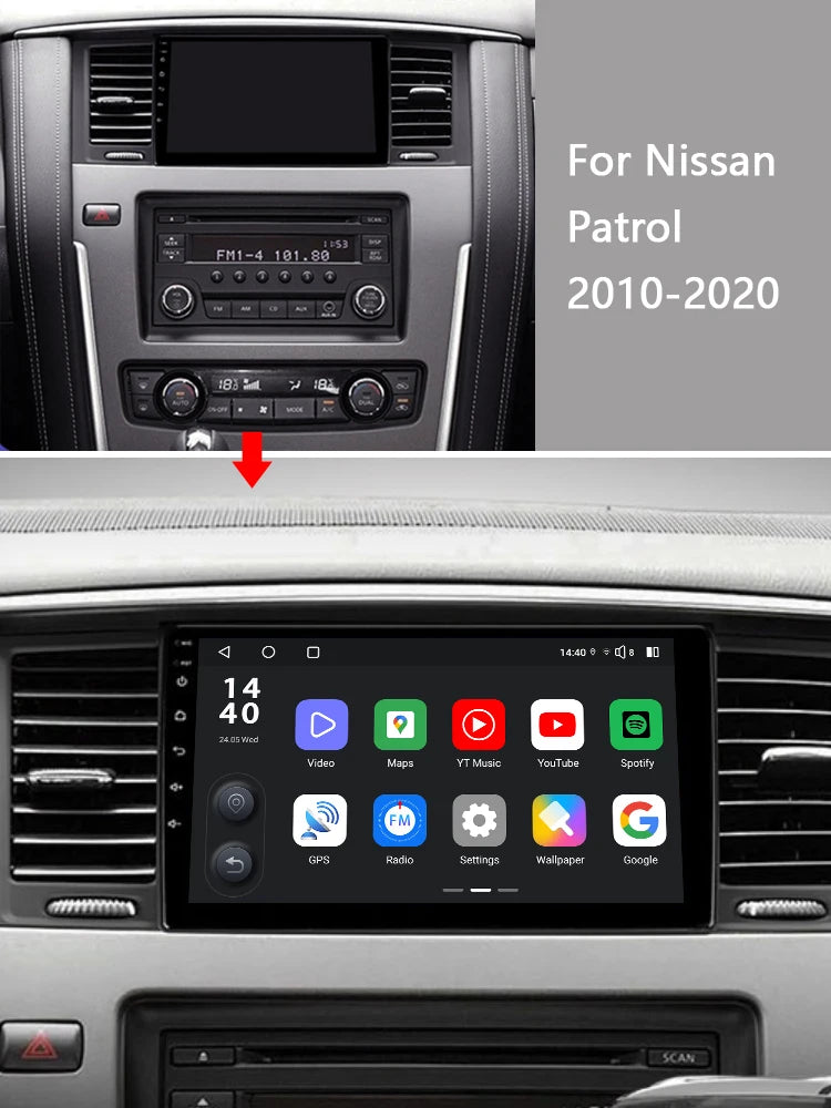 Idoing 9inch Android 13 Radio Head Unit Qualcomm Chip For Nissan Patrol Y62 2010-2020