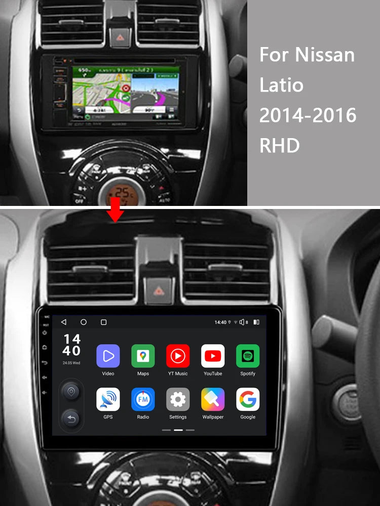Idoing 10.2inch Android 13 Radio Head Unit Qualcomm Chip For Nissan Latio N17 2014-2016
