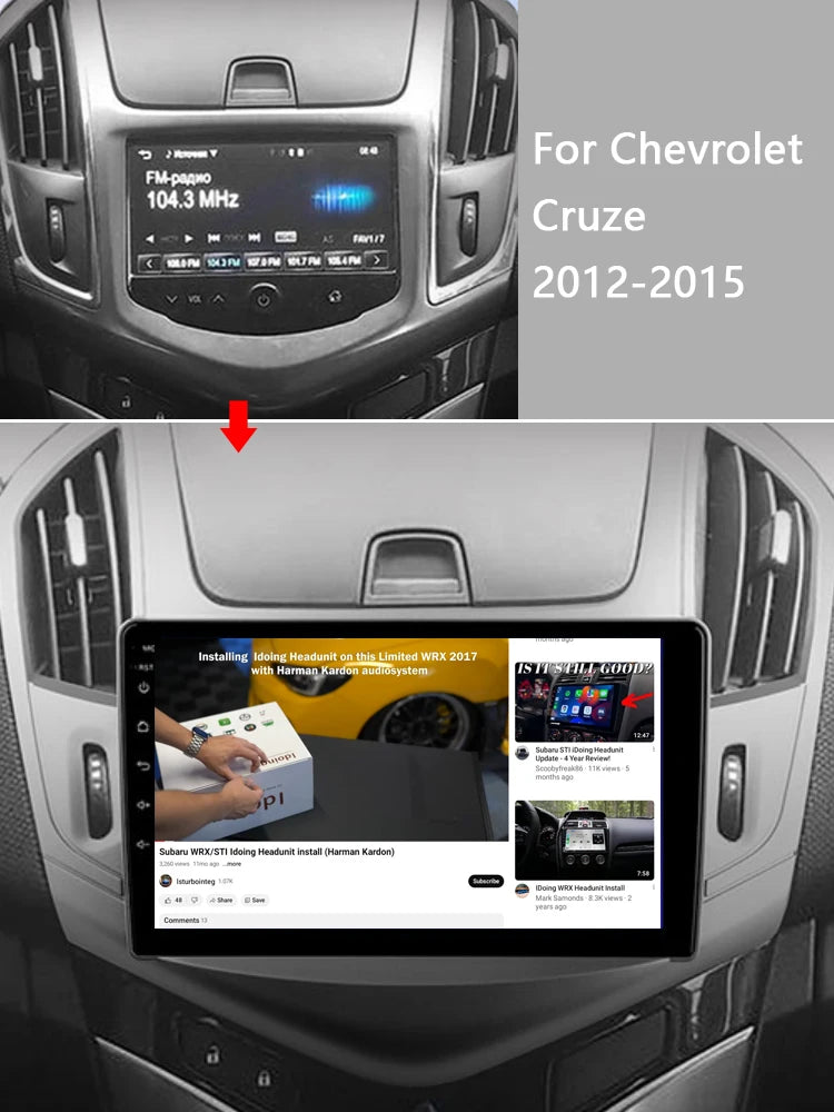 Idoing 9inch Android 13 Radio Head Unit Qualcomm Chip For Chevrolet Cruze J300 J308 2012-2015