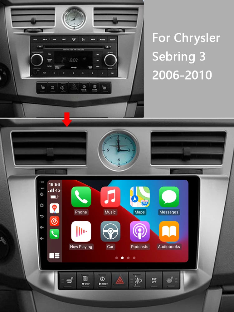 Idoing 9inch Android 13 Radio Head Unit Qualcomm Chip For Chrysler Sebring 2006-2010