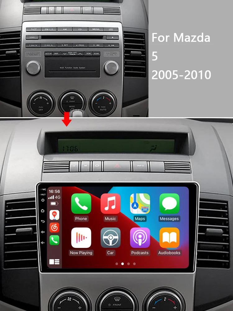 Idoing 9inch Android 13 Radio Head Unit Qualcomm Chip For Mazda 5 2 CR 2005-2010