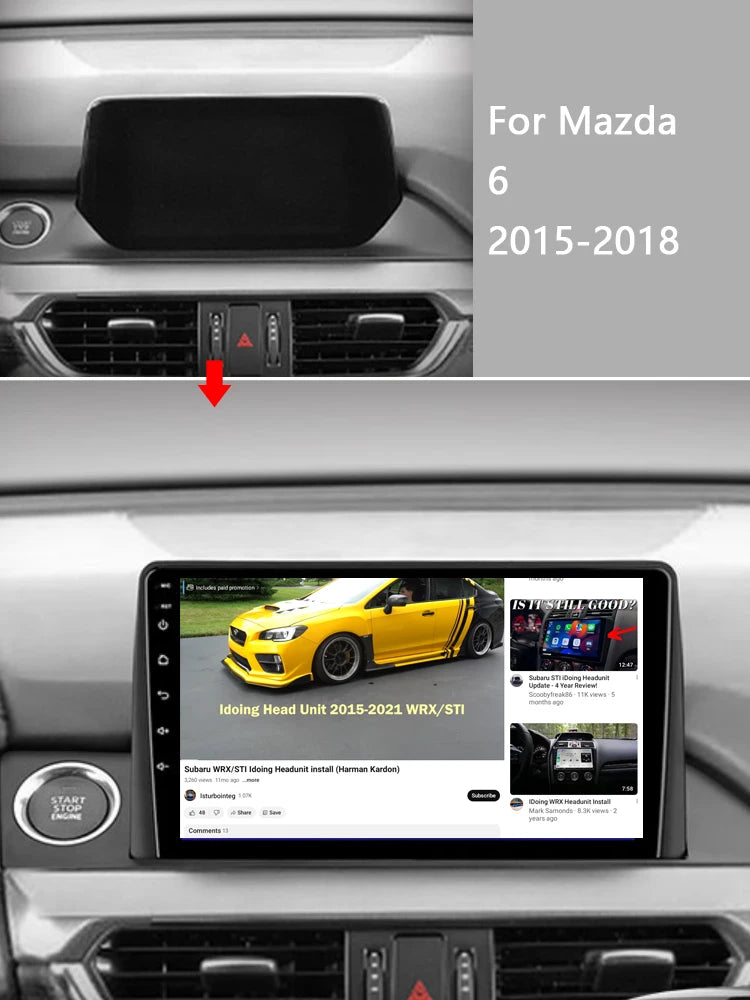Idoing 9inch Android 13 Radio Head Unit Qualcomm Chip For Mazda 6 III 3 GJ GL 2015-2018