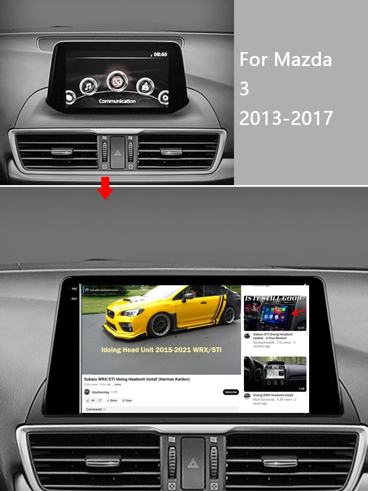 Idoing 9inch Android 13 Radio Head Unit Qualcomm Chip For Mazda 3 Axela BM 2013-2017