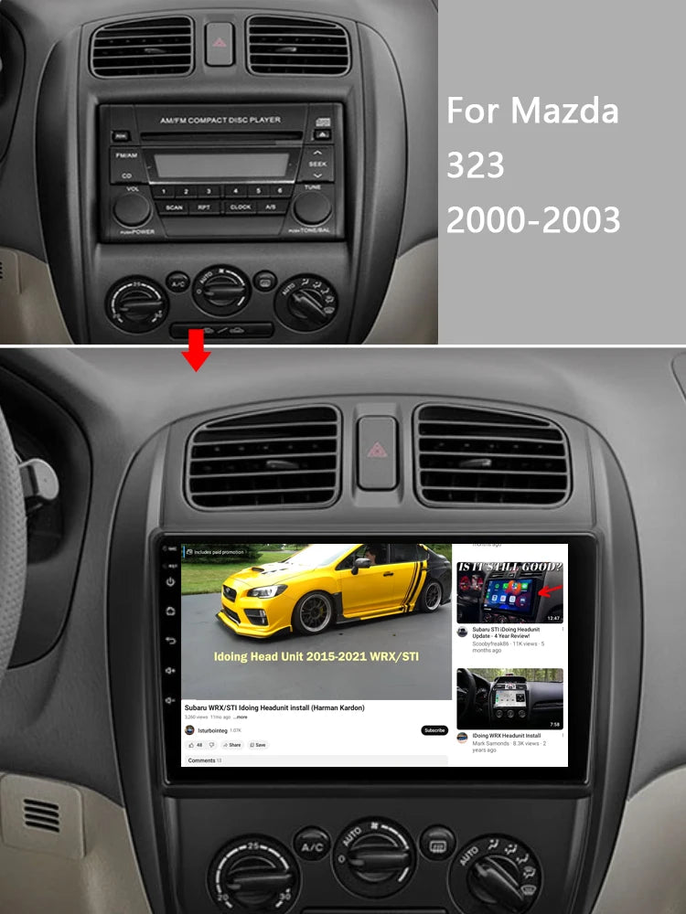 Idoing 9inch Android 13 Radio Head Unit Qualcomm Chip For Mazda 323 BJ 2000-2003
