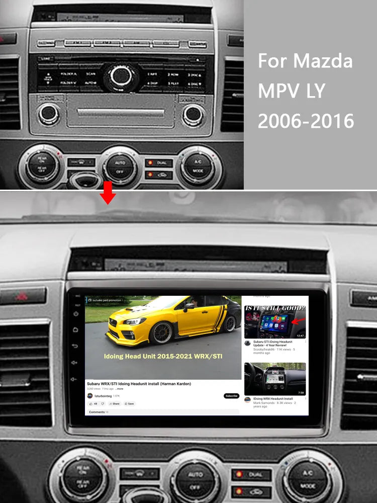 Idoing 9inch Android 13 Radio Head Unit Qualcomm Chip For Mazda MPV LY 2006-2016