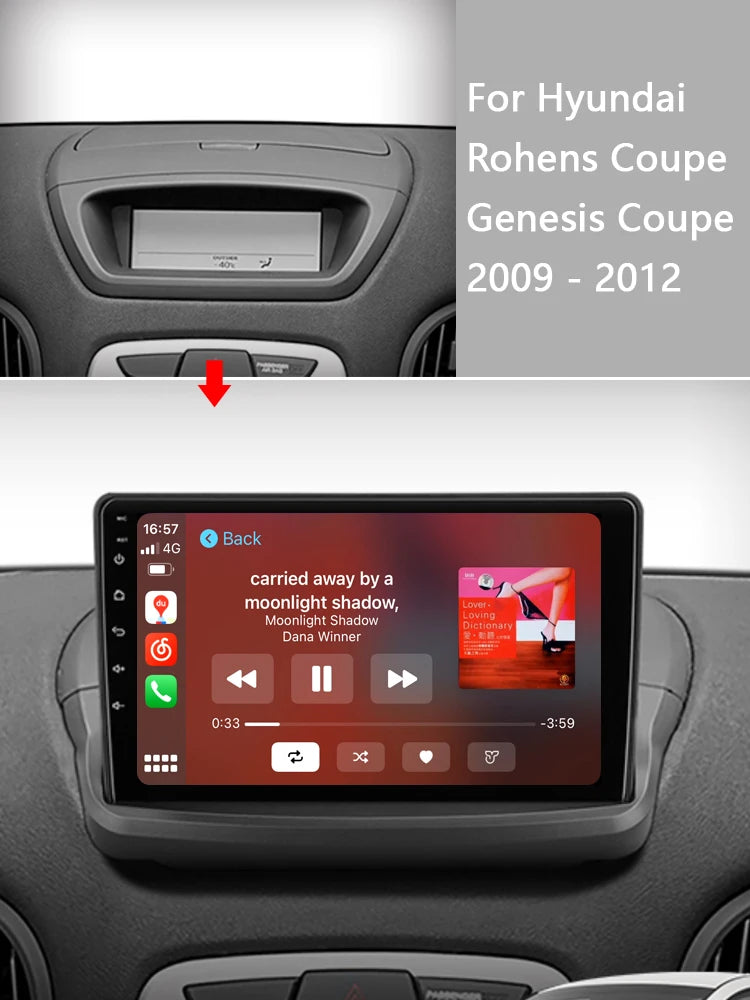 Idoing 9inch Android 13 Radio Head Unit Qualcomm Chip For Hyundai Rohens Coupe Genesis Coupe 2009-2012
