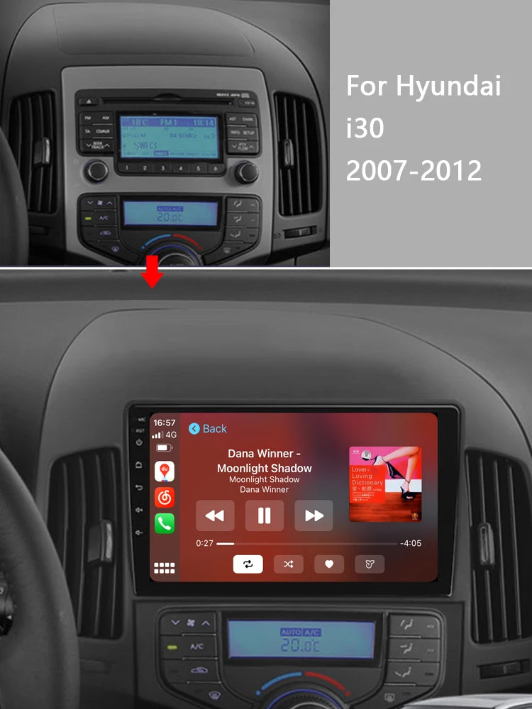 Idoing 9inch Android 13 Radio Head Unit Qualcomm Chip For Hyundai i30 1 FD 2007-2012