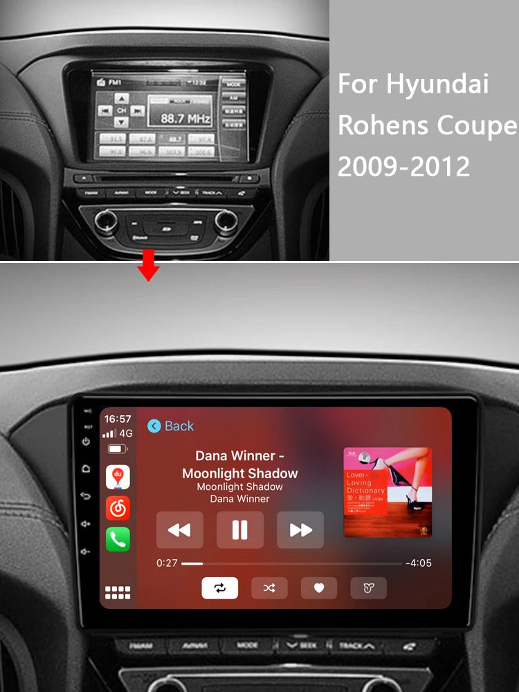 Idoing 9inch Android 13 Radio Head Unit Qualcomm Chip For Hyundai Rohens Coupe 2009-2012