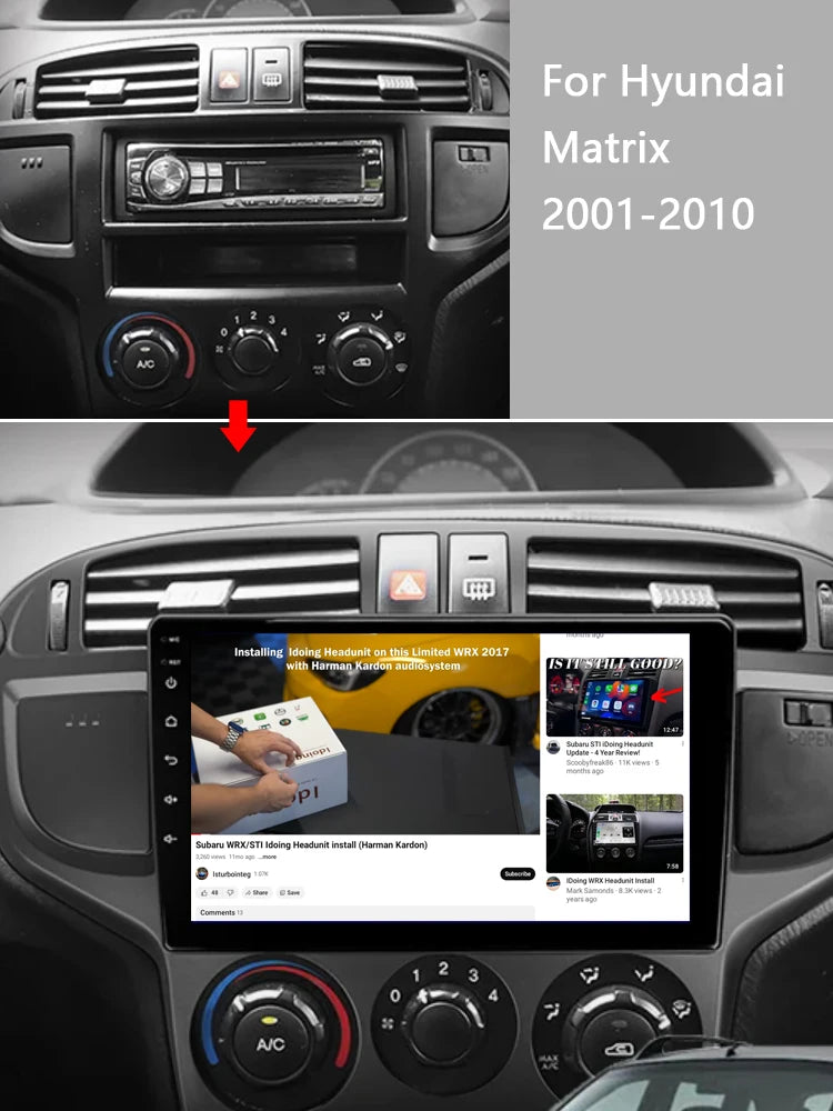 Idoing 9inch Android 13 Radio Head Unit Qualcomm Chip For Hyundai Matrix 2001-2010