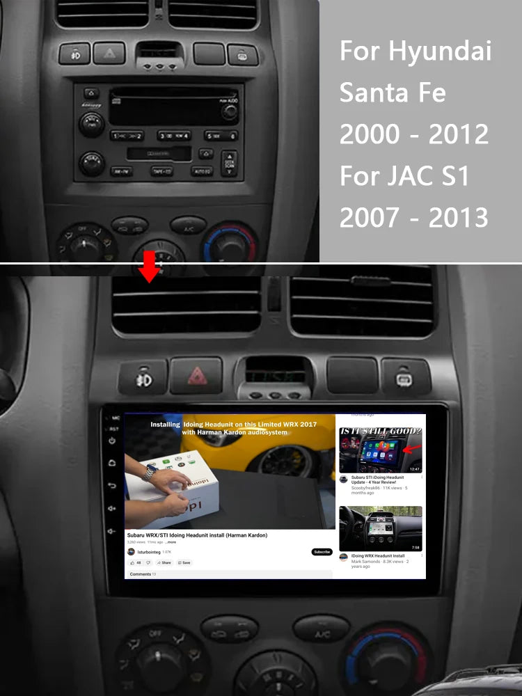 Idoing 9inch Android 13 Radio Head Unit Qualcomm Chip For Hyundai Santa Fe SM 2000-2012 For JAC S1(Rein)1 2007-2013