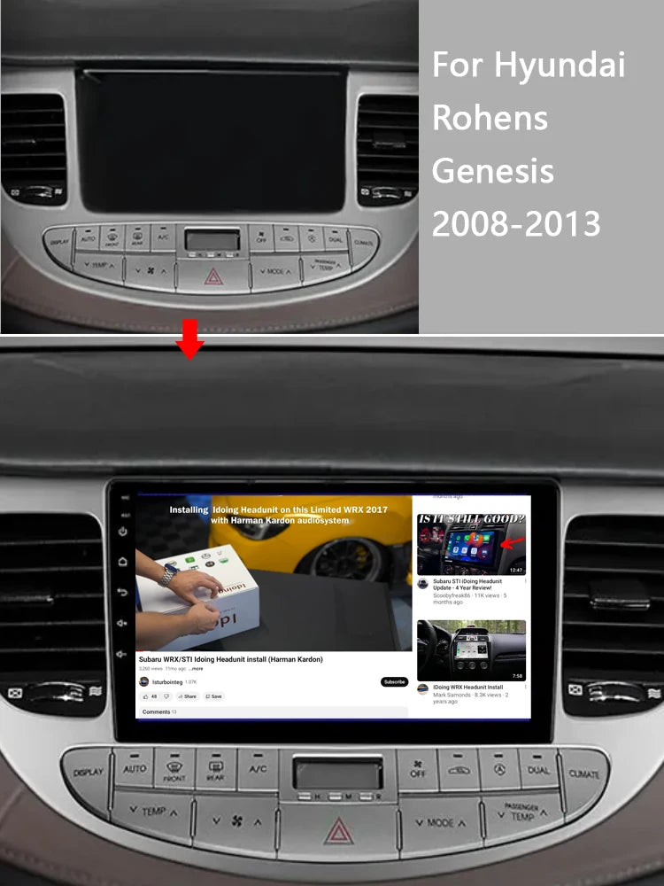 Idoing 9inch Android 13 Radio Head Unit Qualcomm Chip For Hyundai Rohens Genesis 2008-2013