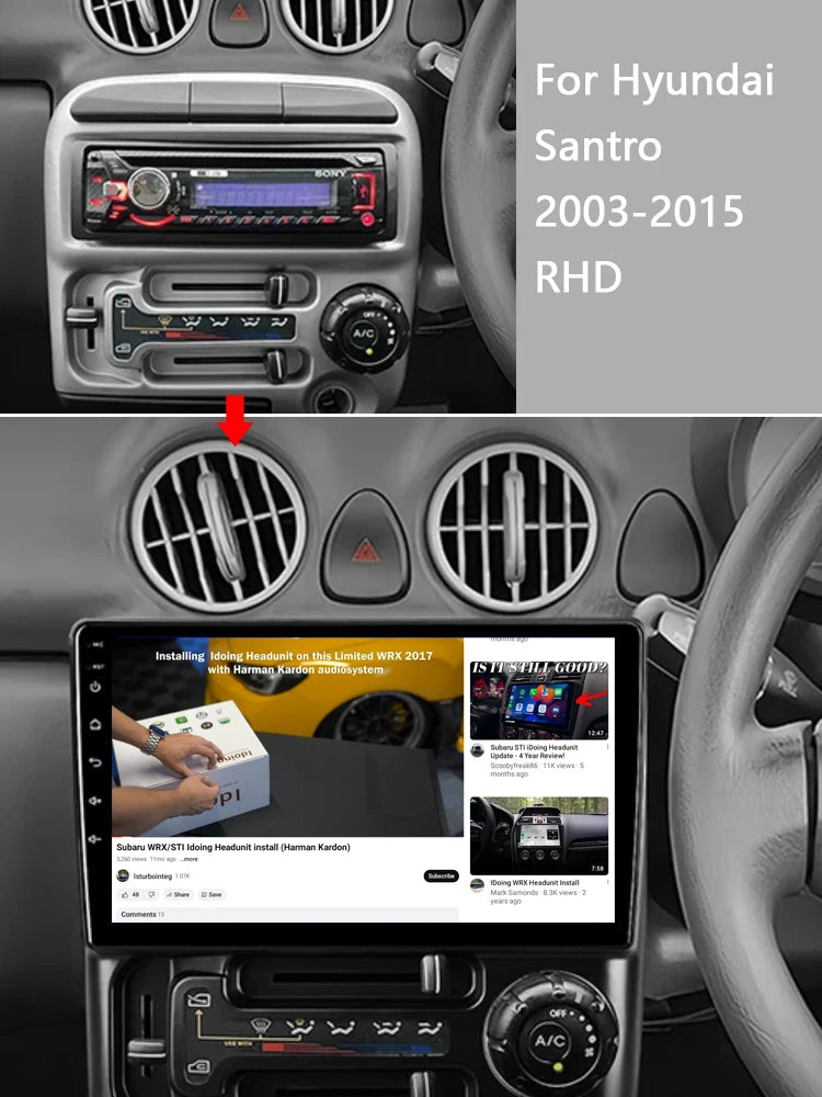 Idoing 9inch Android 13 Radio Head Unit Qualcomm Chip For Hyundai Santro 2003-2015