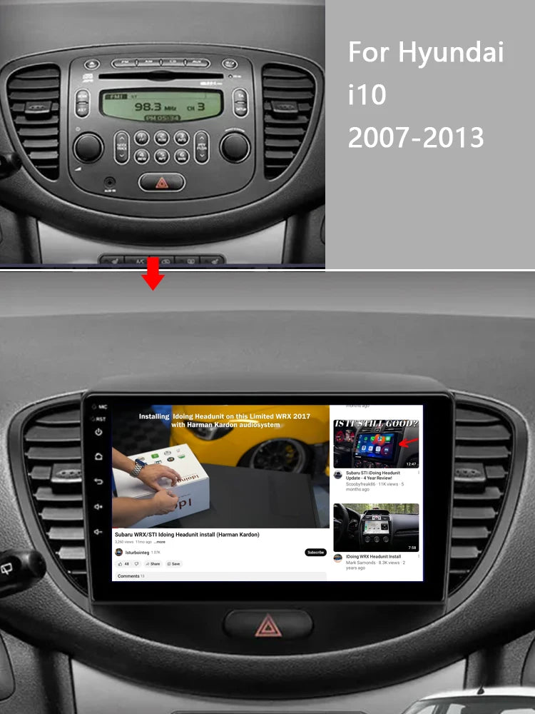 Idoing 9inch Android 13 Radio Head Unit Qualcomm Chip For Hyundai i10 2007-2013