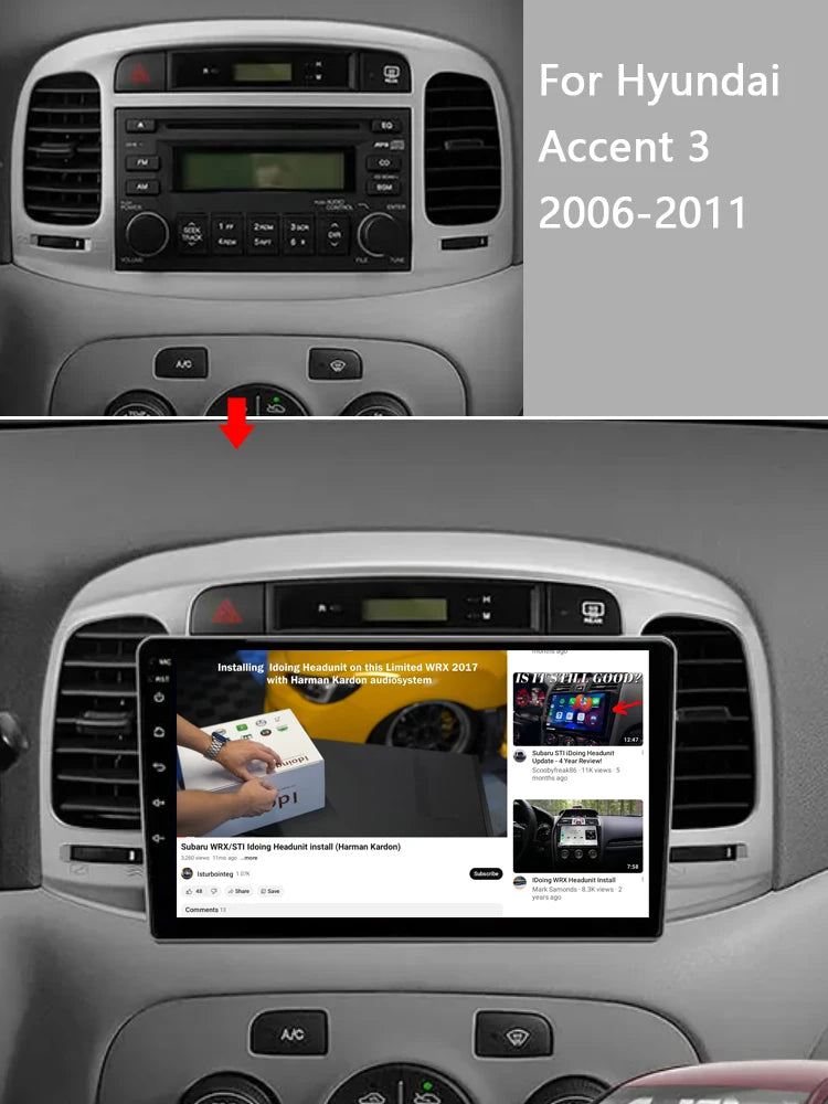 Idoing 9inch Android 13 Radio Head Unit Qualcomm Chip For Hyundai Accent 3 2006-2011
