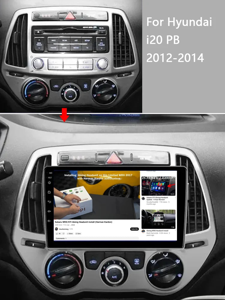 Idoing 9inch Android 13 Radio Head Unit Qualcomm Chip For Hyundai i20 PB 2012-2014