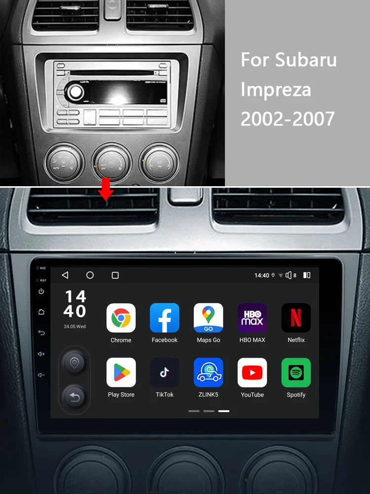 Idoing 9inch Android Radio Dash Kit Trim Frame For Subaru WRX STI Impreza GD GG 2002-2007