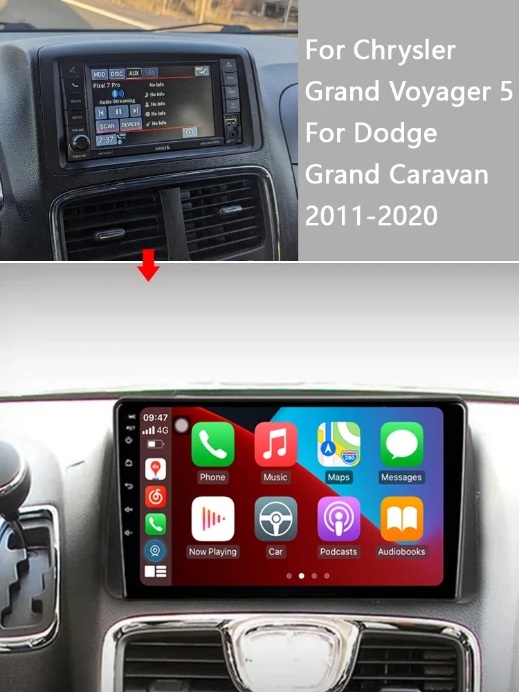 Idoing 9inch Android 13 Radio Head Unit Qualcomm Chip For Chrysler Grand Voyager 5 Dodge Grand Caravan 2011-2020