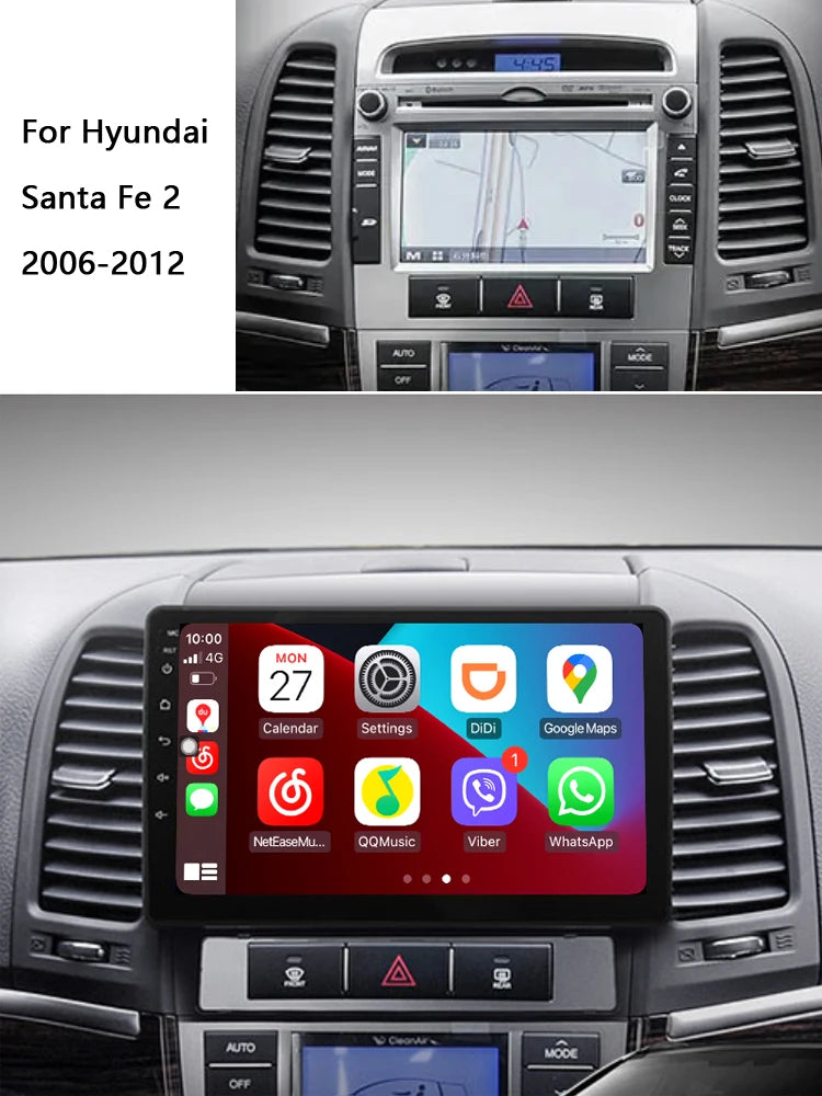 Idoing 9inch Android 13 Radio Head Unit Qualcomm Chip For Hyundai Santa Fe 2 2006-2012